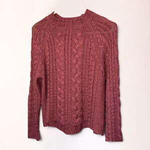 Elodie Women’s Cable Knit Sweater – Rust Brown (Size S)
